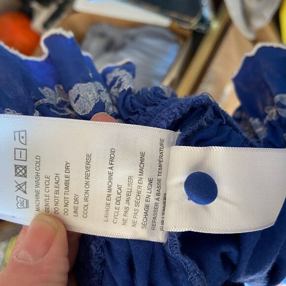 Farm Rio Blue Floral Embroidered Women's Top Size S Boho Peasant Colorful AS IS - Picture 12 of 13